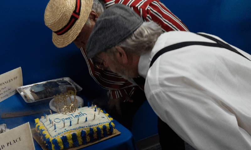 OpenTech Founders blow out candles to celebrate 20 years in self storage technology